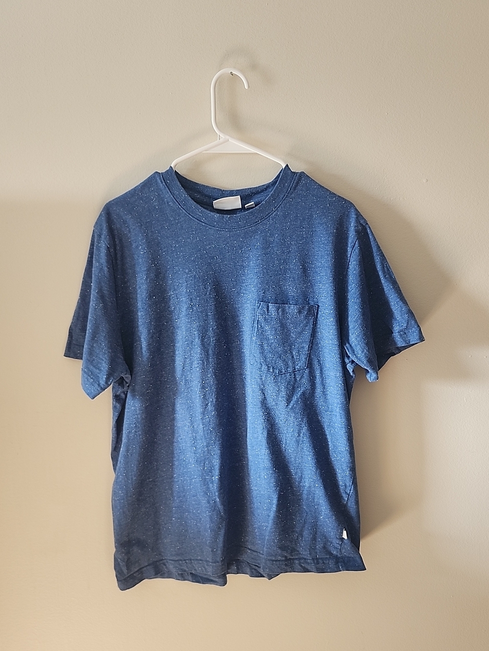 Frank & Oak Heathered Navy Short-Sleeve Pocket Tee